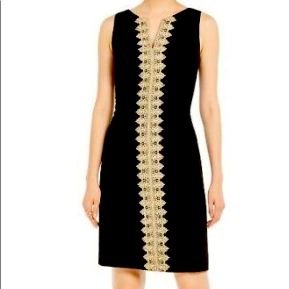 Pappagallo Womens Sheath Dress with Gold Lace